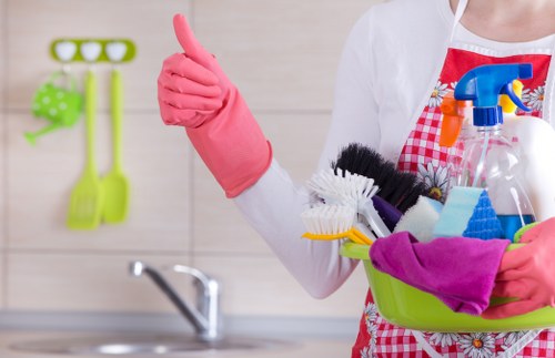 Commercial cleaning team working in a Harrow office building